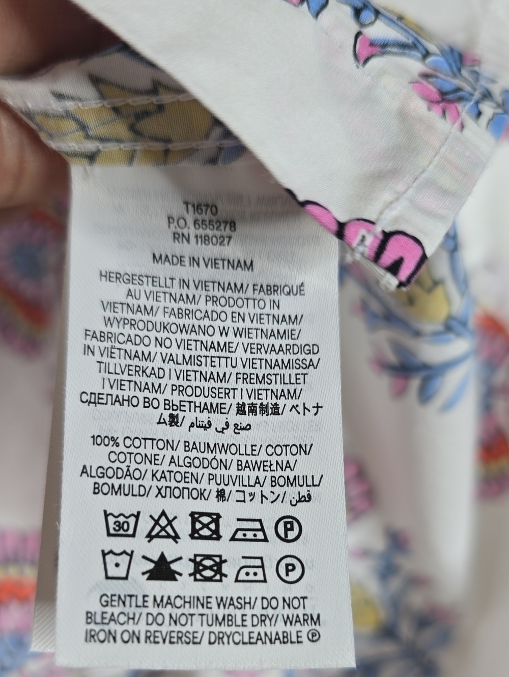 Boden  Sienna White Button-Down Shirt with Pink & Blue Floral Motif Size 0R Nwt - Picture 6 of 7